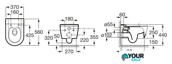 Унитаз подвесной Roca Inspira Round [A346527000] (без сиденья) - Изображение №5 — Интернет-магазин Your Sale