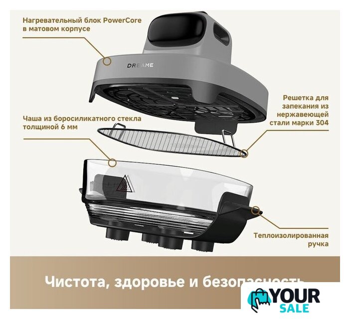 Аэрогриль (аэрофритюрница) Dreame Air Fryer PT60 (серый) - Изображение №23 — Интернет-магазин Your Sale