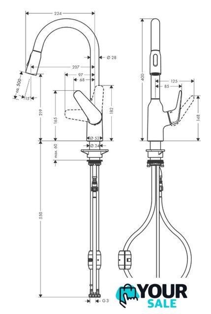 Смеситель Hansgrohe M42 M429-H220 71800000 - Изображение №2 — Интернет-магазин Your Sale