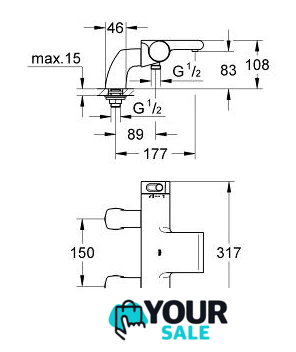 Смеситель Grohe Grohtherm 2000 [34176001] - Изображение №2 — Интернет-магазин Your Sale
