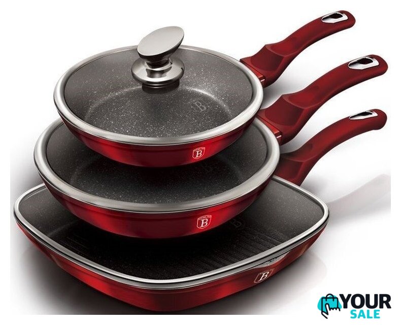 Набор сковород Berlinger Haus Burgundy Metallic Line BH-6189 - Изображение №2 — Интернет-магазин Your Sale