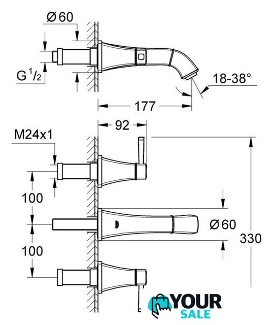 Смеситель Grohe Grandera S-Size (хром) [ 20414000] - Изображение №2 — Интернет-магазин Your Sale