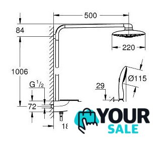 Душевая система  Grohe Rainshower System SmartControl 360 DUO 26250000 - Изображение №2 — Интернет-магазин Your Sale