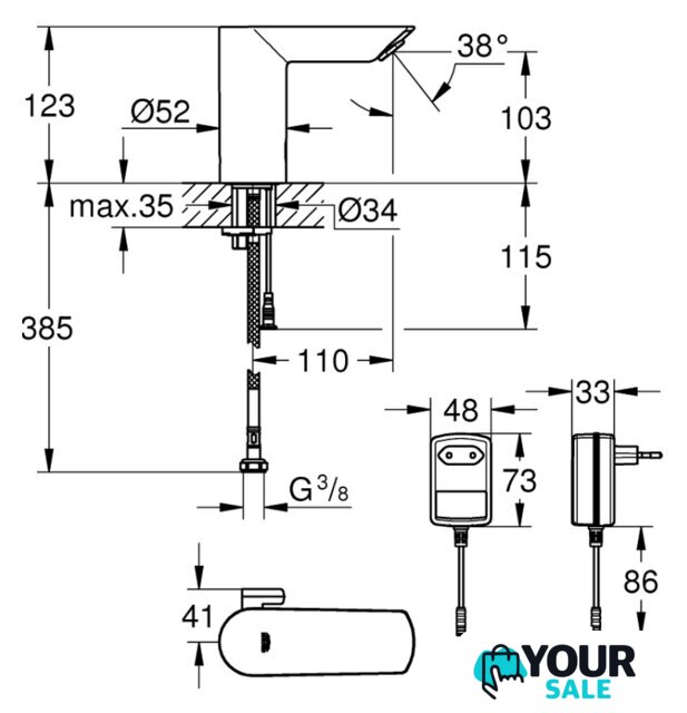 Смеситель Grohe Bau Cosmopolitan E 36453000 - Изображение №2 — Интернет-магазин Your Sale