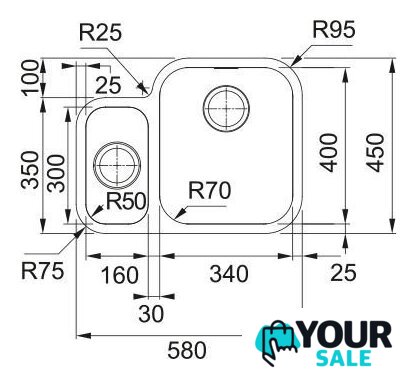 Кухонная мойка Franke Smart SRX 160-34-16 122.0739.169 (нержавеющая сталь) - Изображение №2 — Интернет-магазин Your Sale