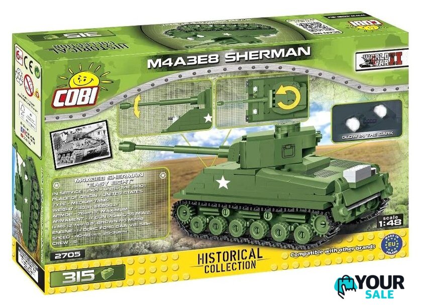 Конструктор Cobi World War II 2705 M4A3E8 Sherman - Изображение №2 — Интернет-магазин Your Sale