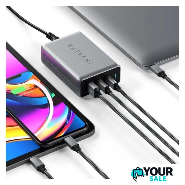 Сетевое зарядное Satechi 100W Type-C PD Compact GAN Charger ST-TC100GM-EU (европейская вилка) - Изображение №4 — Интернет-магазин Your Sale