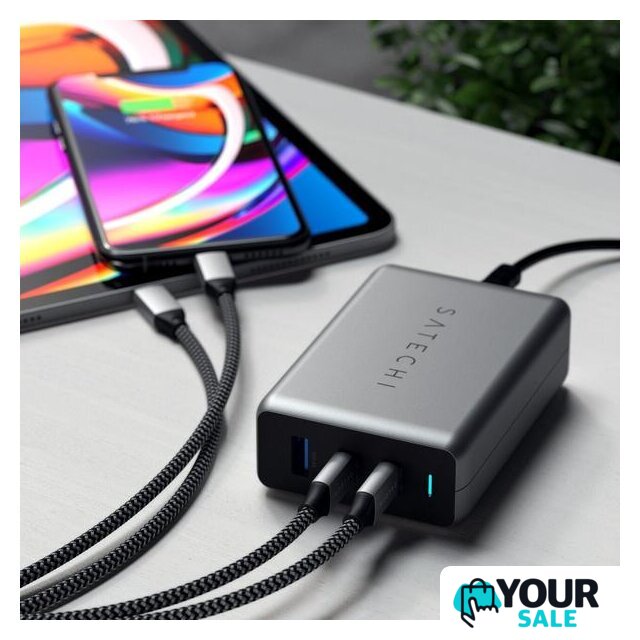 Сетевое зарядное Satechi 100W Type-C PD Compact GAN Charger ST-TC100GM-EU (европейская вилка) - Изображение №6 — Интернет-магазин Your Sale