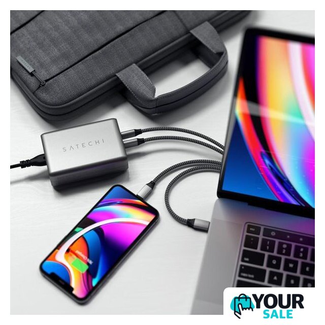 Сетевое зарядное Satechi 100W Type-C PD Compact GAN Charger ST-TC100GM-EU (европейская вилка) - Изображение №5 — Интернет-магазин Your Sale
