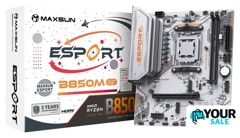 Материнская плата Maxsun eSport B850M WiFi Ice - Изображение №2 — Интернет-магазин Your Sale