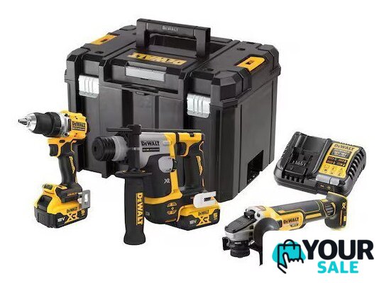  DeWalt DCK355P2T (шуруповерт, перфоратор, болгарка, 2 АКБ, кейс) - Изображение №1 — Интернет-магазин Your Sale