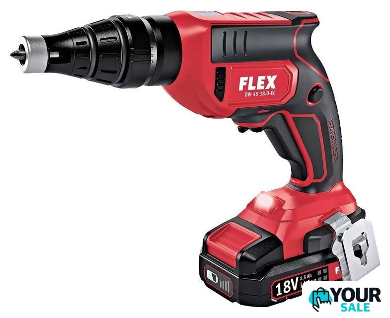 Шуруповерт для гипсокартона FLEX DW 45 18.0-EC M/2.5 Set 466824 (с 2-мя АКБ 2.5 Ач, кейс, насадка автоподачи) - Изображение №2 — Интернет-магазин Your Sale