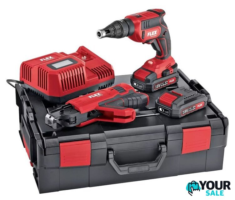 Шуруповерт для гипсокартона FLEX DW 45 18.0-EC M/2.5 Set 466824 (с 2-мя АКБ 2.5 Ач, кейс, насадка автоподачи) - Изображение №1 — Интернет-магазин Your Sale