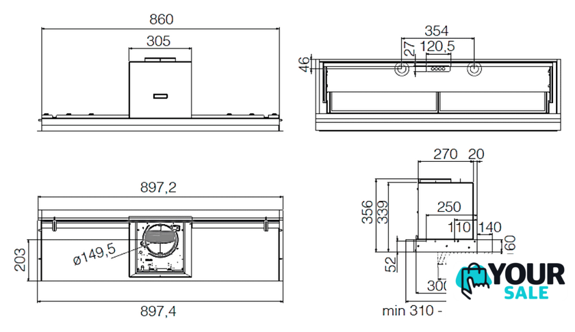 Кухонная вытяжка Elica Lever IX/A/86 PRF0160152 - Изображение №5 — Интернет-магазин Your Sale