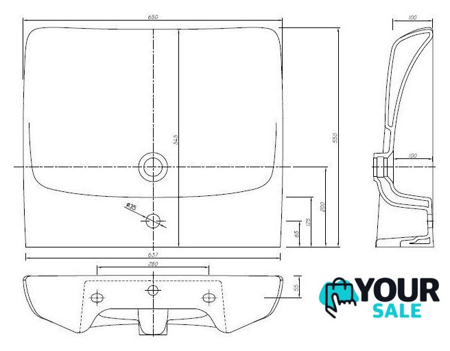 Умывальник Kolo Nova Pro 65x55 [M38165000] - Изображение №2 — Интернет-магазин Your Sale
