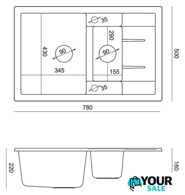 Кухонная мойка Quadron HB8224U1-G1_P2O - Изображение №5 — Интернет-магазин Your Sale