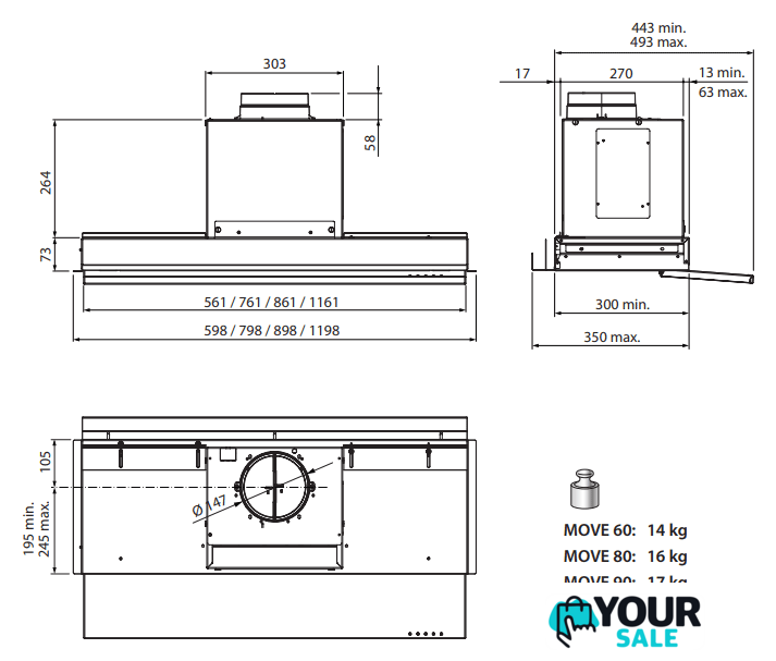 Кухонная вытяжка Falmec Move Design 90 800 м3/ч (белый) - Изображение №3 — Интернет-магазин Your Sale