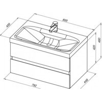 Aquanet Тумба Беркли 80 с умывальником Moduo 80 (белый/дуб рошелье) Image #11