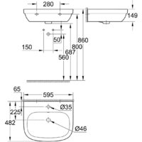 Умывальник Grohe 3933500H с гигиеническим покрытием 59.5x48.2 - Превью изображения №9 — Интернет-магазин Your Sale