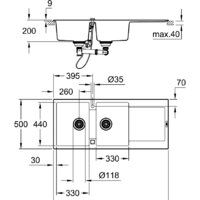 Кухонная мойка Grohe K500 80-C 116/50 2.0 31647AP0 (черный гранит) - Превью изображения №2 — Интернет-магазин Your Sale