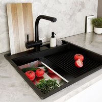 Кухонная мойка Globalo Silvano 60.1 Black/BL Mat - Превью изображения №2 — Интернет-магазин Your Sale