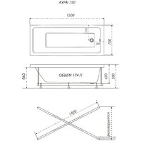 Triton Аура 150x70 New (с каркасом и сифоном) Image #6