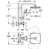 Душевая система  Grohe Tempesta Cosmopolitan System 250 Cube 26691000 - Превью изображения №4 — Интернет-магазин Your Sale