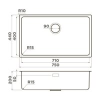 Omoikiri Tadzava 75-U/I Ultra 15 IN (нержавеющая сталь) Image #2