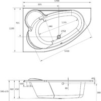 Cersanit Kaliope 170x110 L (с ножками и экраном) Image #8