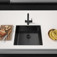 Кухонная мойка ARFEKA ECO AR 550*450 BLACK PVD NANO DECOR VOLCANIC ROCK - Превью изображения №2 — Интернет-магазин Your Sale