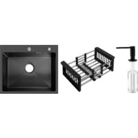 Schtoff Best Decor Black 6050 + коландер KR-1 BLACK + дозатор SD-1 BLACK