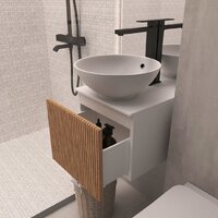 ЗОВ Тумба под умывальник Кито 40 K40LW0MRMC-LDSPWС1 (белый/тростник) Image #6