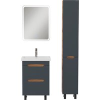 Onika Шкаф-пенал для ванной Айленд 30 403084 (графит/дуб крафт золотой) Image #6