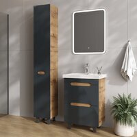 Onika Шкаф-пенал для ванной Айленд 30 403084 (графит/дуб крафт золотой) Image #8