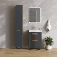 Onika Шкаф-пенал для ванной Айленд 30 403084 (графит/дуб крафт золотой) Image #10