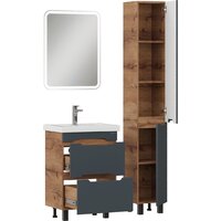 Onika Шкаф-пенал для ванной Айленд 30 403084 (графит/дуб крафт золотой) Image #7