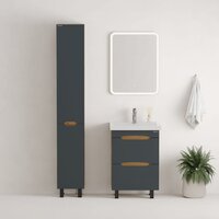 Onika Шкаф-пенал для ванной Айленд 30 403084 (графит/дуб крафт золотой) Image #9