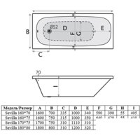 Alba Spa Sevilla 170x75 (с ножками) Image #3