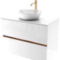 ЗОВ Тумба под умывальник Лира 100 L100MW0MWGVG-KP13W (белый/белый глянец) Image #1