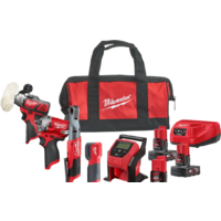 Milwaukee M12 FUEL M12FPP5A-423BEU (шлифмашина, гайковерт, трещотка, фонарь, компрессор, 3 АКБ, сумка)