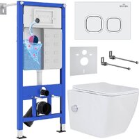 Roxen Cube Bidet в комплекте с инсталляцией StounFix Dual Fresh 6 в 1 542448 (кнопка: белый глянец)