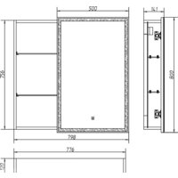 Континент Шкаф с зеркалом Aperio Led 80x80 (левый) Image #5