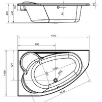 Cersanit Kaliope 170x110 L (с каркасом и экраном) Image #3