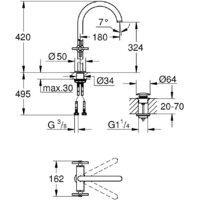Смеситель Grohe Atrio 21044AL3 (темный графит, матовый) - Превью изображения №2 — Интернет-магазин Your Sale