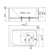 Ванна 1AcReal Gamma 120x70 - Превью изображения №2 — Интернет-магазин Your Sale