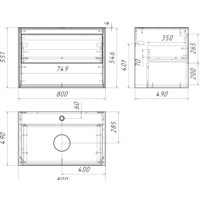 Cersanit Тумба под умывальник со столешницей Louna 80 SZ-LOU80-BL/WH Image #6
