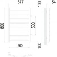 TERMINUS Классик П8 500x800 (боковое подключение 500, золото матовое) Image #2