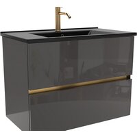 ЗОВ Тумба с умывальником Лира 100 L100MWFMLGVG-OL100 (грифель глянец) Image #3